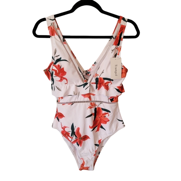 Trangel Other - NWT Trangel Floral Ruffle One Piece, Size Small